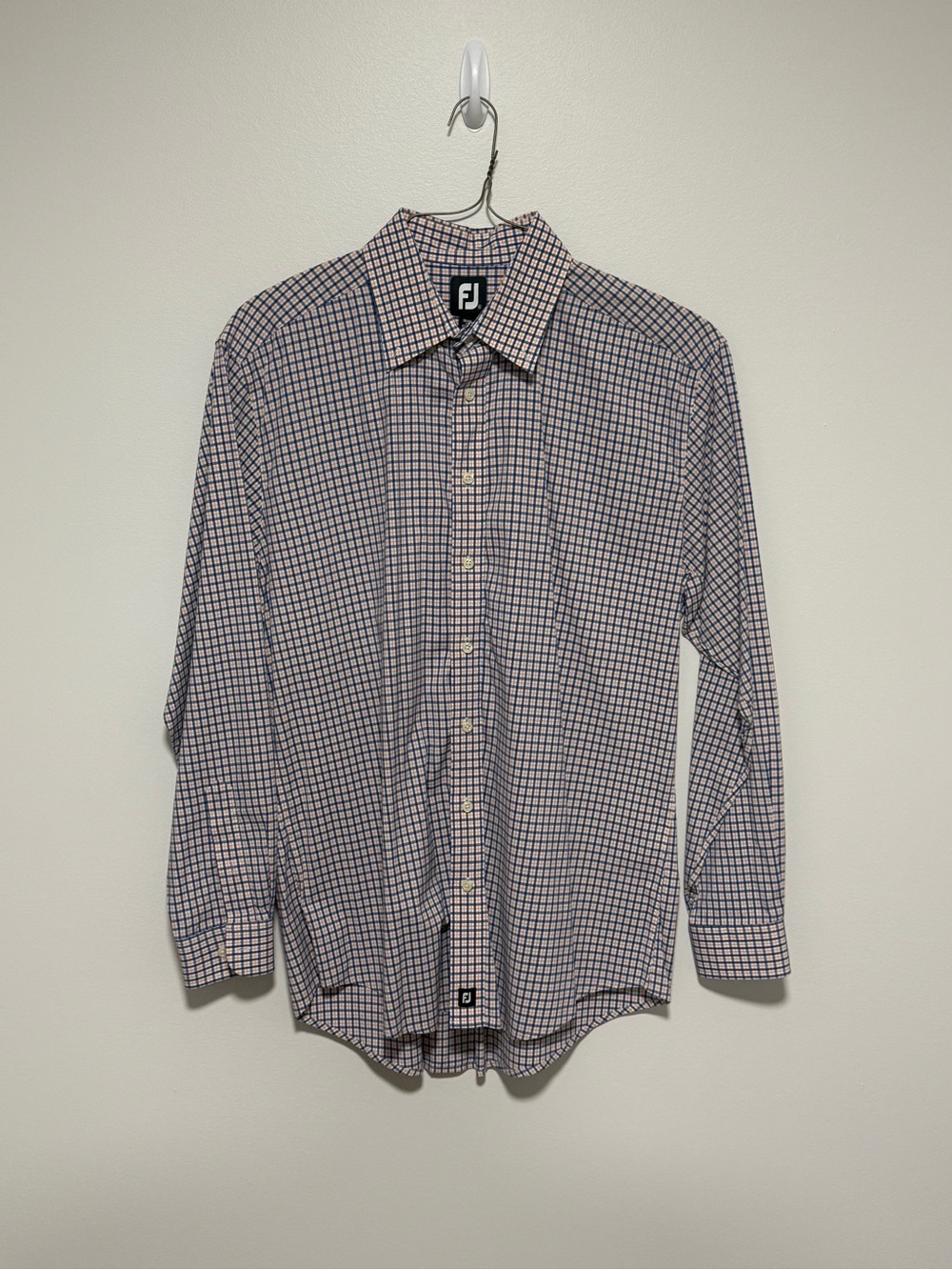 FootJoy Men’s Blue Orange Plaid Stretch Golf Button Down Shirt XL